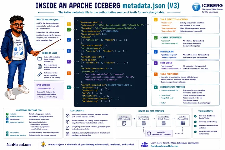 Inside an Apache Iceberg metadata.json (V3)